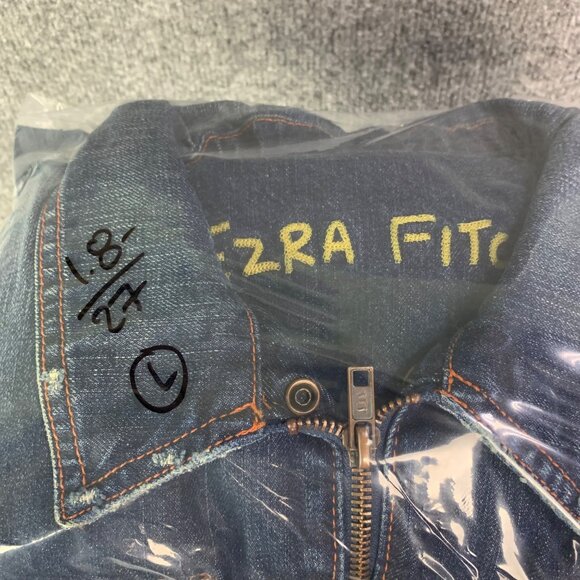 Vintage Ezra Fitch Women’s Sz Large Full Zip Front Cropped Jean Jacket‎ Pockets - Picture 8 of 9